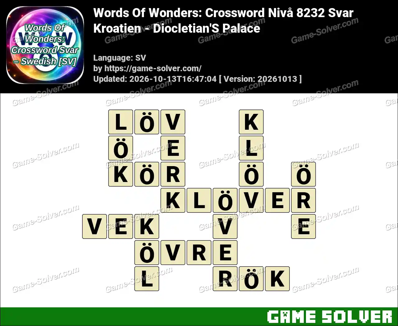 Words Of Wonders: Crossword Nivå 8232 Svar – Kroatien – Diocletian’S Palace
